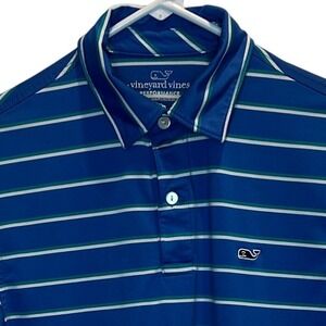 Vineyard Vines Performance Polo Shirt Men's XS Blue Green Striped Short Sleeve